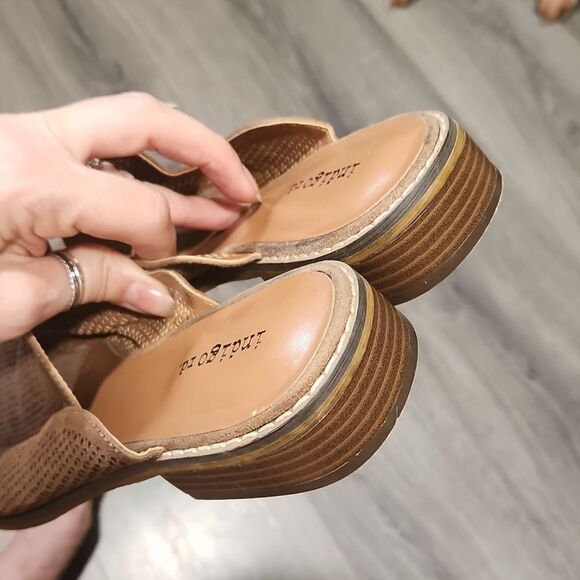 Indigo rd. Taupe Faux Suede Eyelet Mules - Picture 3 of 4